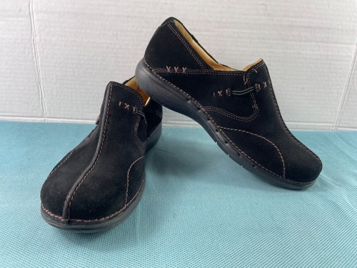 Mocassini Clarks donna 7 5 M non strutturati scarpe senza passanti pelle marrone slip on flat