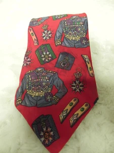 Vintage Tommy Hilfiger Tie Royal Military Medal Uniform Silk Necktie - Picture 1 of 5