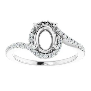 Natural Diamond Twist Women Engagement Ring Setting Oval Custom 8×6mm Platinum - Picture 1 of 5