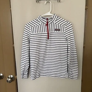 Vineyard Vines Mädchen Large blau weiß gestreift Sweatshirt Viertel-Reißverschluss Pullover - Bild 1 von 5