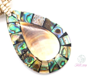 ABALONE shell pendant necklace with teardrop shape - Picture 1 of 11