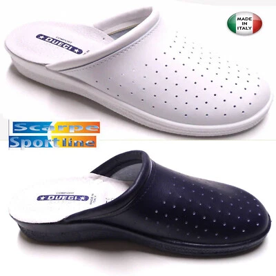 PANTOFOLE CIABATTE SANITARIE  DONNA DOTTORE BIANCO BLU  Made in Italy - Image 1 of 4