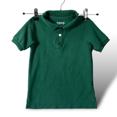 Camisa Polo Izod Niños Talla M 5 Verde Cazador Manga Corta Cuello Botón Camiseta Foto 1 de 4