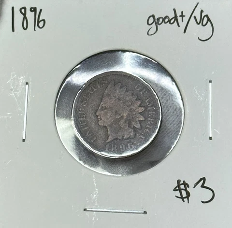 1896 US Indian Head Penny -Good/VG Cover