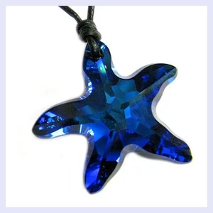 Collar Gargantilla de Cuero Negro Swarovski Elements Cristal Estrella de Mar de 28 mm - Imagen 1 de 4