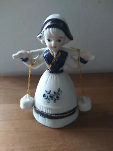 Delft Blue Dutch Girl W/ Buckets Bell Hand Painted - Picture 1 of 5
