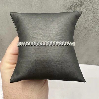 Микро кубинский бриллиант браслет в 14k белое золото - 1,18 карат, 7,56 дюйма, новый - Изображение 1 из 4