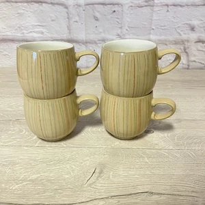 Denby Langley Caramel Stripes Coffee Mugs 4pc Stoneware Cups England Fire - Picture 1 of 13