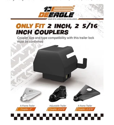 DEEAGLE Trailer Lock 2” & 2-5/16” Couplers | Heavy Duty Anti-Theft Hitch Lock - Image 1 of 4