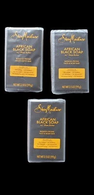 Shea Moisture Organic African Black Soap Face & Body Bar with Shea Butter 3-Pack - Image 1 of 3
