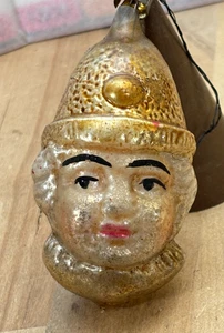 Vtg Mercury Glass Antique Figural Glass CLOWN Ornament Germany 3", LOSS ON BACK - Picture 1 of 8