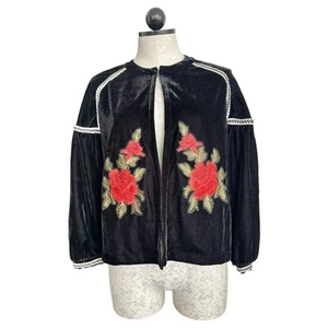 Elodie Samt Rosen bestickt Jacke vorne offen Bauern 3/4 Ärmel Gr. S - Bild 1 von 15