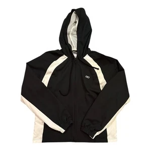 Vintage Reebok Track Jacket Mens Large Black 90s Hooded Windbreaker Warmup - Picture 1 of 5
