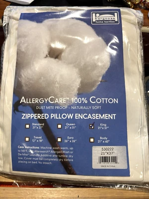 Novo na embalagem vintage Travesseiro com zíper para alergia 100% algodão 2 padrão 21 x 37 - Imagem 1 de 4