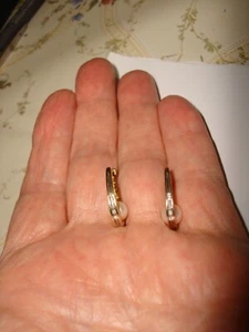 Vintage schöne ovale Creolen 14 Karat Gelbgold Diamant 6,34 mm weiße Perle - Bild 1 von 7