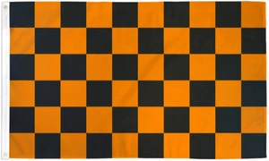 Schwarz & Orange karierte Flagge 3x5 Rennflagge orange & schwarz Nascar Finish Line - Bild 1 von 3