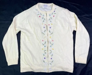 VTG 1950's Sweater Barbara Lee Hand Decorated Lambswool Made In Hong Kong - Picture 1 of 12