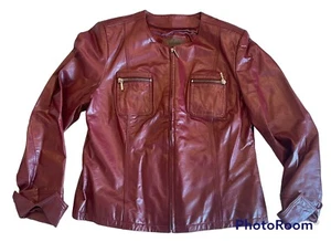 Giacca foderata in pelle di agnello John Paul Richard taglia 14 rosso scuro vedi misure - Foto 1 di 11