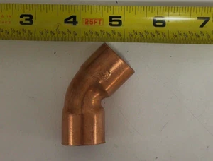 606-3/4 - NIBCO 606 3/4 Elbow, 45 Deg. , Wrot Copper, 3/4" Tube, CxC PK 8 - Picture 1 of 3