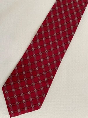 Nautica Red Blue Plaid Silk Necktie - Image 1 of 4