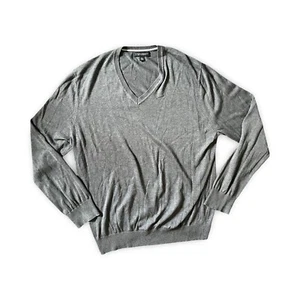 Suéter Banana Republic Para Hombre Talla XL Gris Mezcla de Lujo Seda Cachemira Cuello en V - Imagen 1 de 5