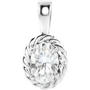 14K White Forever One™ Lab-Grown Moissanite Pendant - Picture 1 of 2