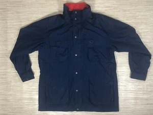 Eddie Bauer Navy Blue Wool Lined Parka Mens XL Full Zip Snap Button Coat No Hood - Picture 1 of 12