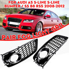 FOR AUDI A5 S LINE S5 RS5 08-12 FRONT BUMPER FOG LIGHT COVERS GRILLES SURROUNDS
