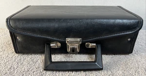 Vintage CASSETTE Tape Holder Carry Case w/ 12 Slots Faux Leather Black Awesome - Bild 1 von 6