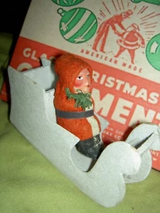 Antique 1920s, German labeled SANTA Claus in Sleigh w/tree table decoration - Picture 1 of 24