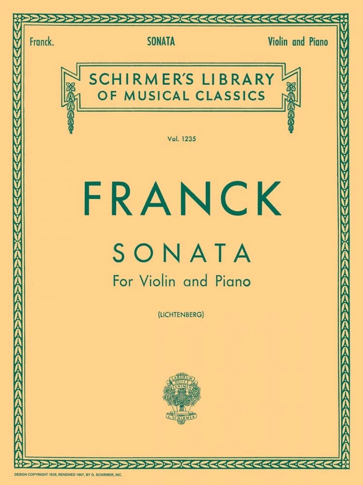 Franck Sonata in A Schirmer Violin and Piano Sheet Music NEW 050258200 - Image 1 of 1