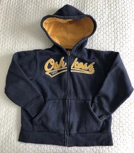 Oshkosh B'gosh Zip Up Hoodie Jacket Boys Size 7x Navy & Gold Lined Hoodie - Picture 1 of 6