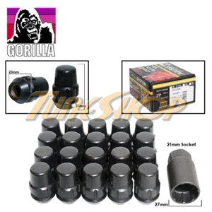 20 ALL LOCK GORILLA BULGE ACORN WHEELS RIMS LUG NUTS 12X1.5 12 1.5 BLACK CLOSE L - Picture 1 of 2
