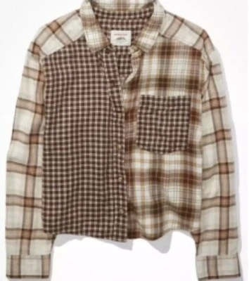 AMERICAN EAGLE OUTFITTERS Flannel Crop Top 60% Cotton/40% Viscose (Rayon) XS-XL - Image 1 of 3