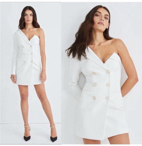 OFF WHITE $748 Abito blazer monospalla VERONICA BEARD Middleton bianco sporco taglia 2