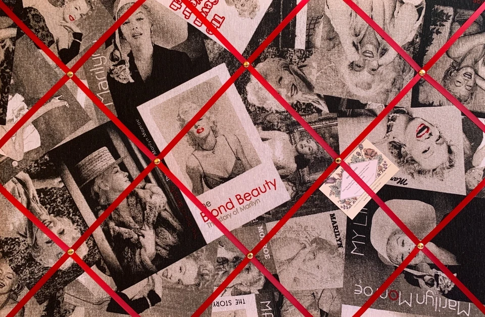60x40cm Handcrafted Fabric Notice Memo Bulletin Pin Board Marilyn Monroe Fabric - Image 1 of 1