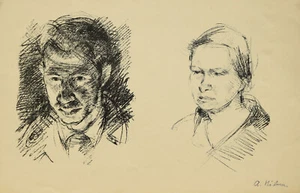 Arnold Hilmer 1908-1993 Hamburg / Lithographie zwei Porträts / Selbstbildnisse? - Picture 1 of 14