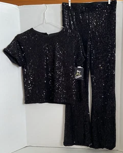 Girl's Sequence Sequin Top & Flared Pants Size Large (10-12) *pre-owned* - Picture 1 of 12