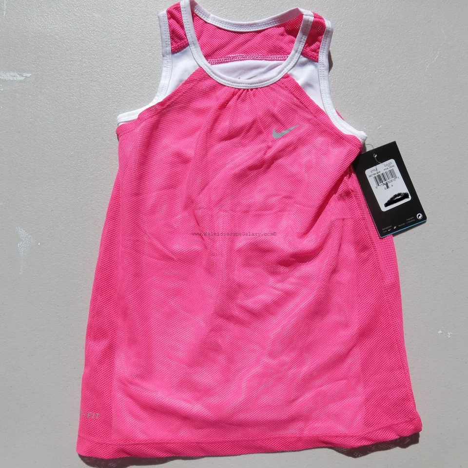 Nike Sundress Girls Size 5 Pink White Mesh Dri-fit White - Image 1 of 1