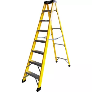 NEW! Heavy Duty Electricians Fibreglass Step Ladder Catwalk 7 Tread 2.1M EN131 - Picture 1 of 6