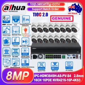 DAHUA 16CH CCTV SyStem 16POE 8MP 4K Full-Color 2-Way Audio IP Camera TiOC2.0 lot - Picture 1 of 23
