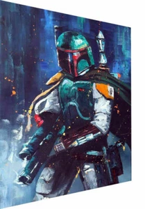 Abstrakt Star Wars Boba Fett Leinwand Bilder Wandbilder- Hochwertiger Kunstdruck - Bild 1 von 8