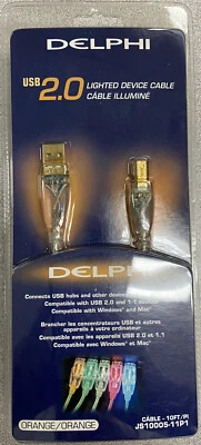 Delphi USB 2.0 Lighted Device Cable (10ft. ORANGE -*NEW*) - Image 1 of 4