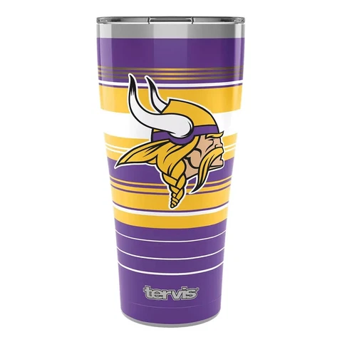 NEW NFL Minnesota Vikings Hype Stripe 20 oz. Tervis Stainless Steel Tumbler MINT Cover