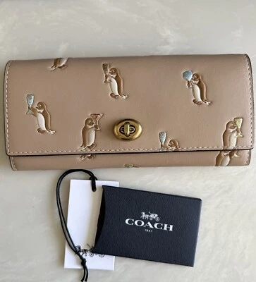 NWT COACH PARTY PENGUIN PRINT ENVELOPE TURNLOCK WALLET CLUTCH 25785 - Image 1 of 4
