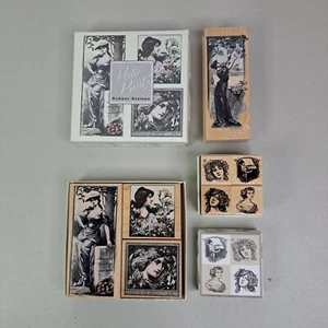 Hero Arts Poetic Prints Women Of The Past Four Faces Victorian Rubber Stamp Set - Picture 1 of 2
