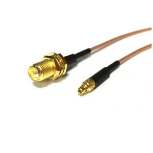 MMCX male straight to RP SMA female bulkhead pigtail cable RG178 15cm 6inch NEW - Picture 1 of 5
