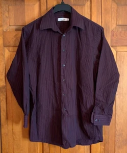 Men's Calvin Klein L/S Striped Button Front Cotton Shirt Tag Size 16 32/33 - Picture 1 of 3
