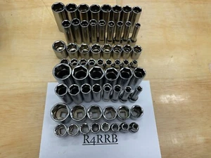 Snap-on Tools NEW 1/2" Drive 62PCs SAE  METRIC 6pt Shallow & Deep Socket Lot Set - Picture 1 of 9