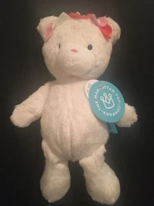 Weißer Teddybär Plüsch 9 Zoll Stofftier Stirnband Herzen sitzend Sitzsack Boden weich 3+ - Bild 1 von 4